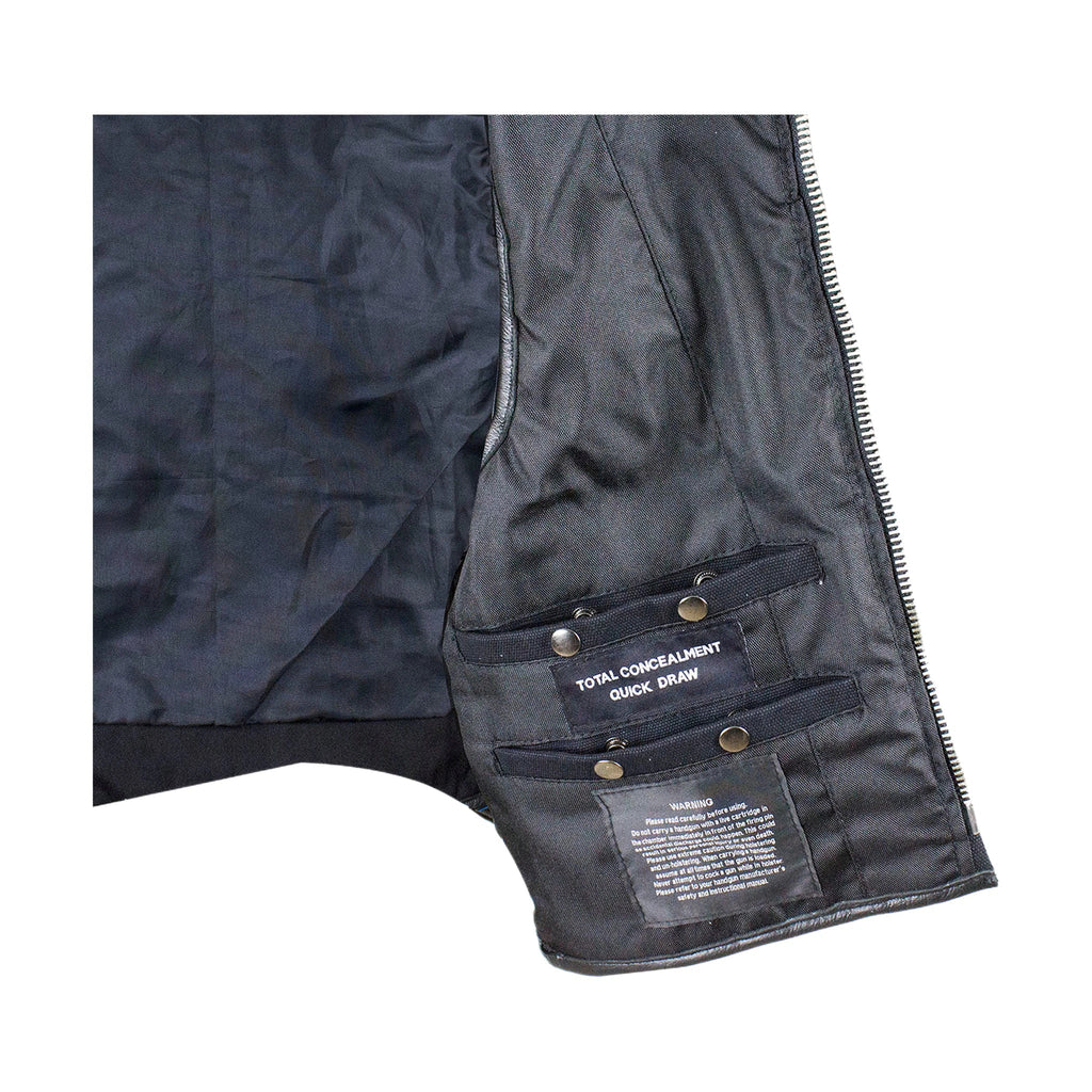 Mens Canvas Motorcycle Vest With Two Conceal Carry Pockets