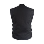 Mens Canvas Motorcycle Vest With Two Conceal Carry Pockets