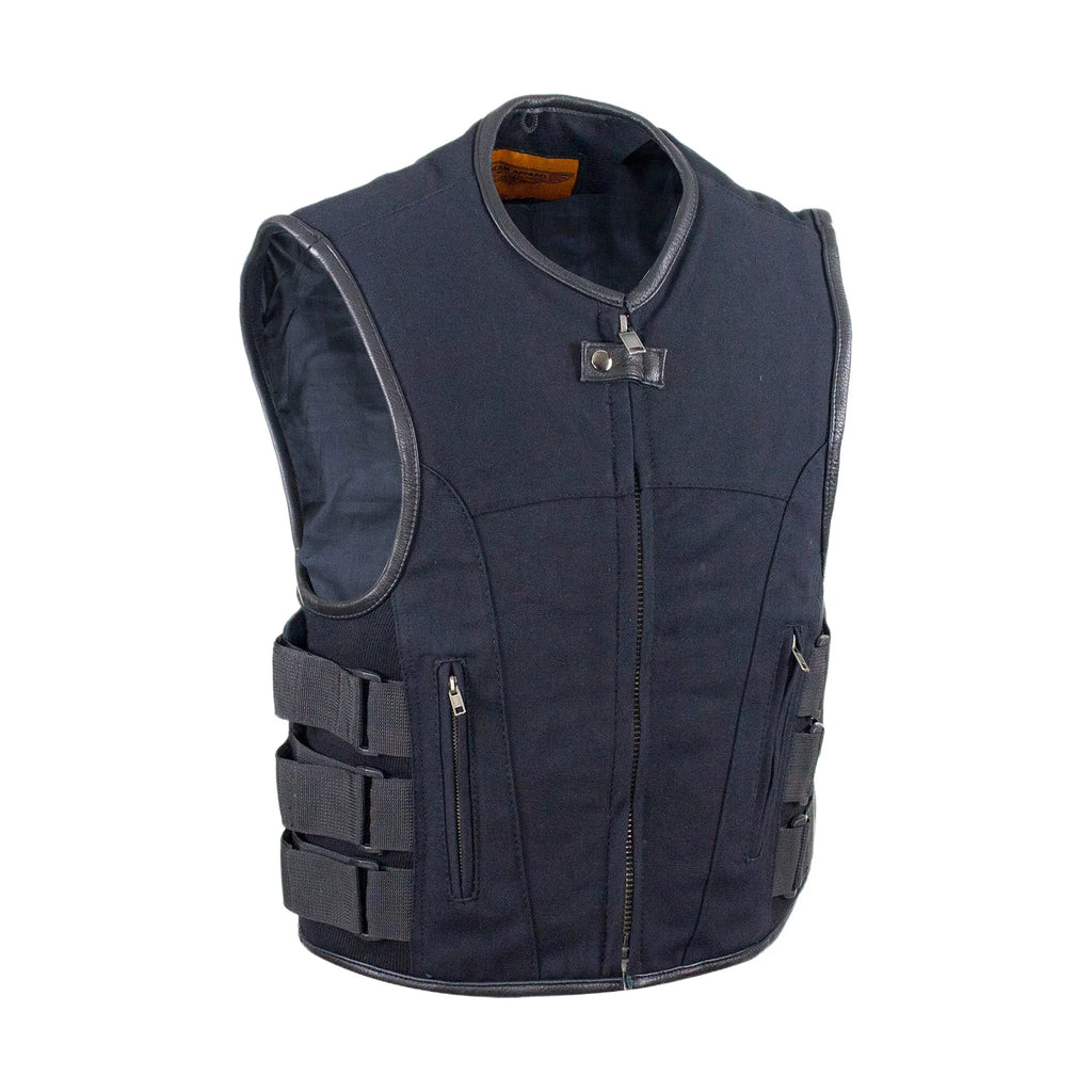 Mens Canvas Motorcycle Vest Dream Apparel Two Conceal Carry Pockets Adjustable Fit