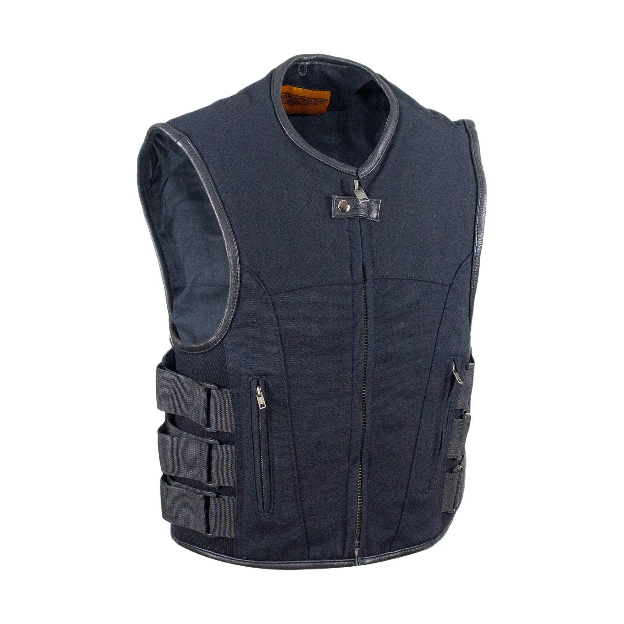 Mens Canvas Motorcycle Vest Dream Apparel Two Conceal Carry Pockets Adjustable Fit