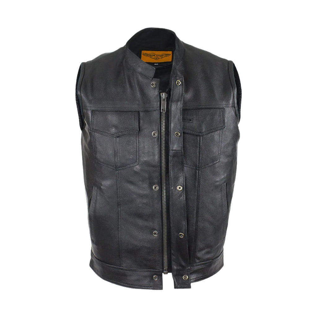 Motorcycle Club Vest With  Zipper Concealed Carry Pockets