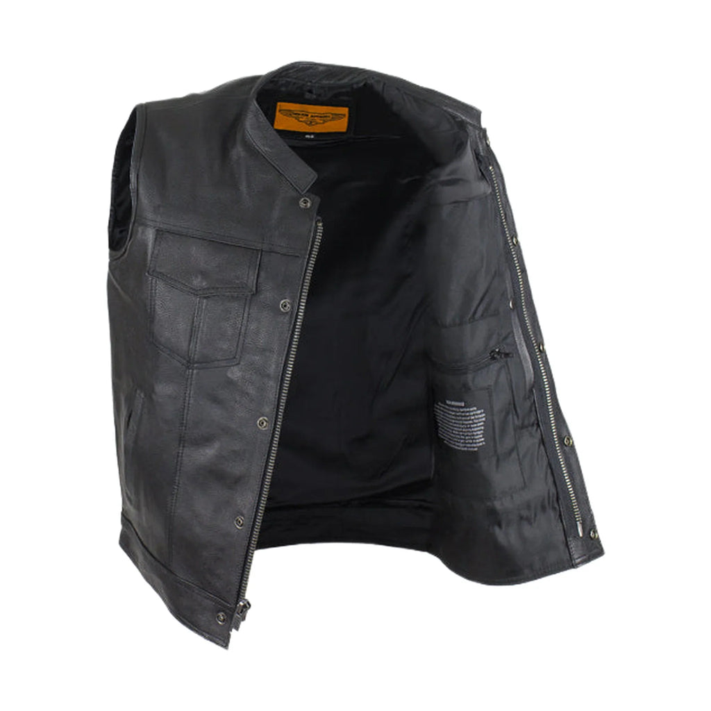 Motorcycle Club Vest With  Zipper Concealed Carry Pockets