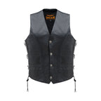 Mens Black Leather Vest