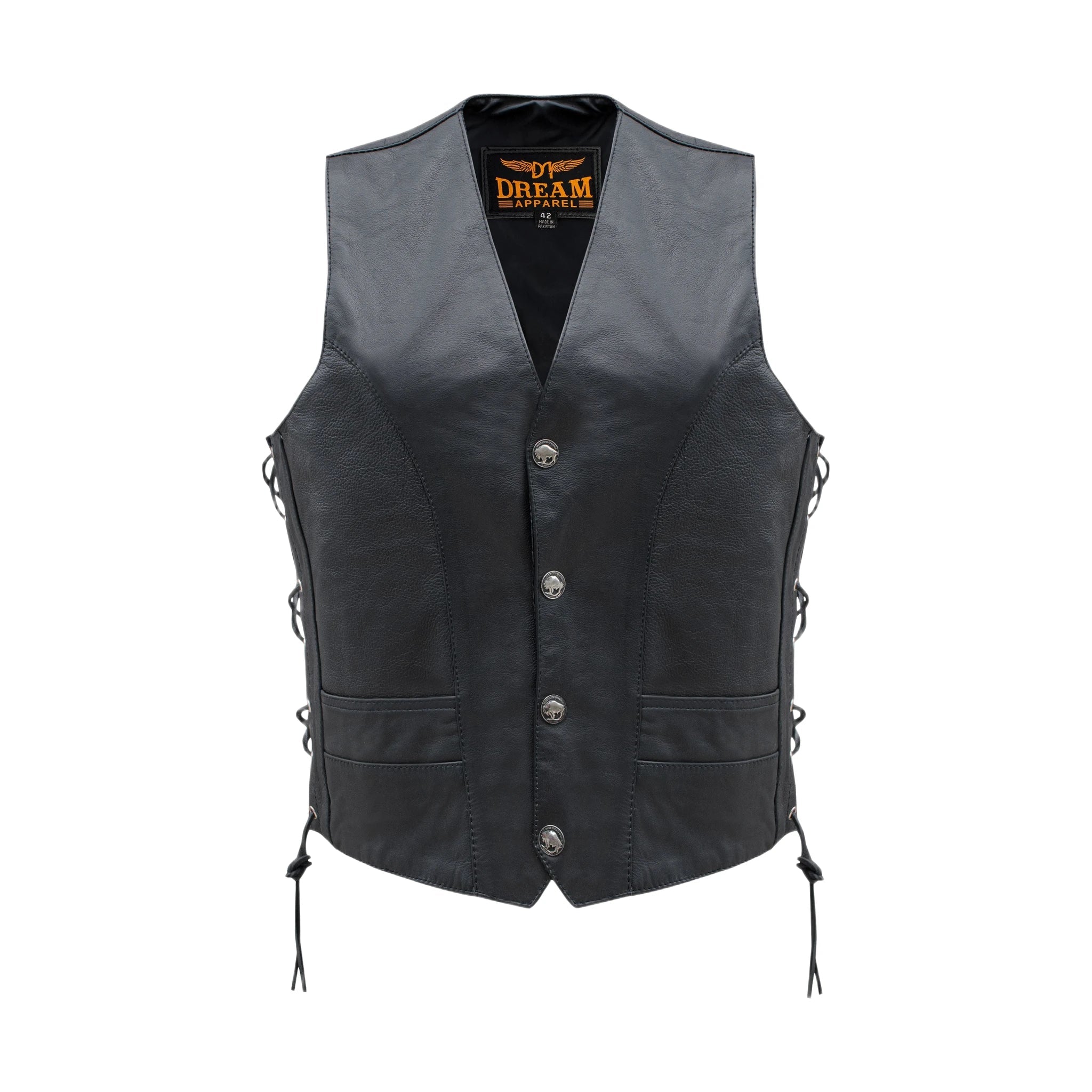 Mens Black Leather Vest