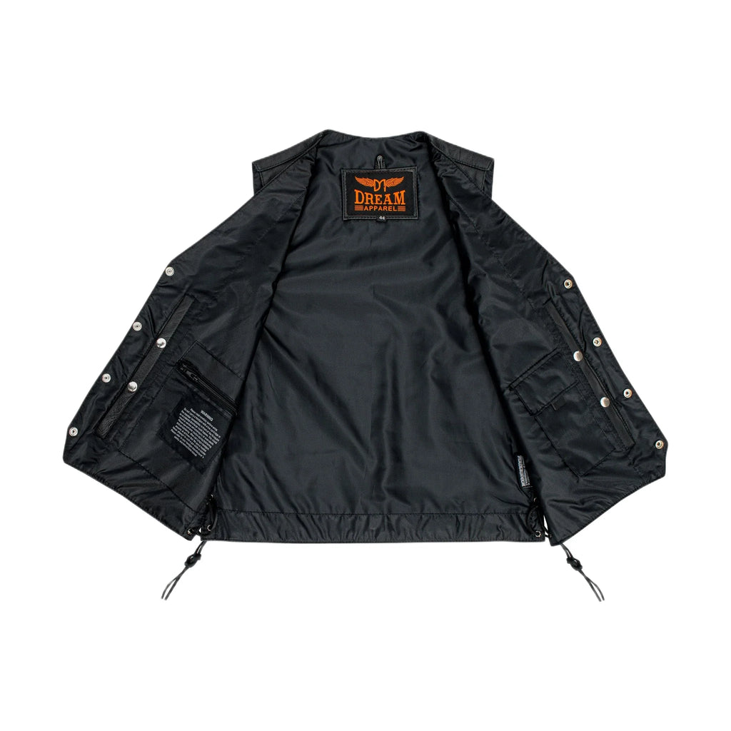 Mens Black Leather Vest
