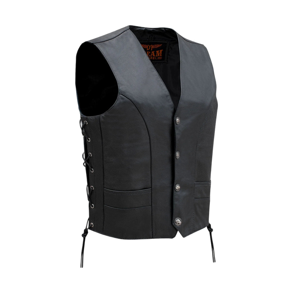 Mens Black Leather Vest Classic Style Durable Genuine Leather Fashionable Waistcoat