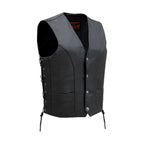 Mens Black Leather Vest Classic Style Durable Genuine Leather Fashionable Waistcoat