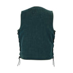 Motorcycle Denim Vest Side Laces V-collar Front Zipper Pockets