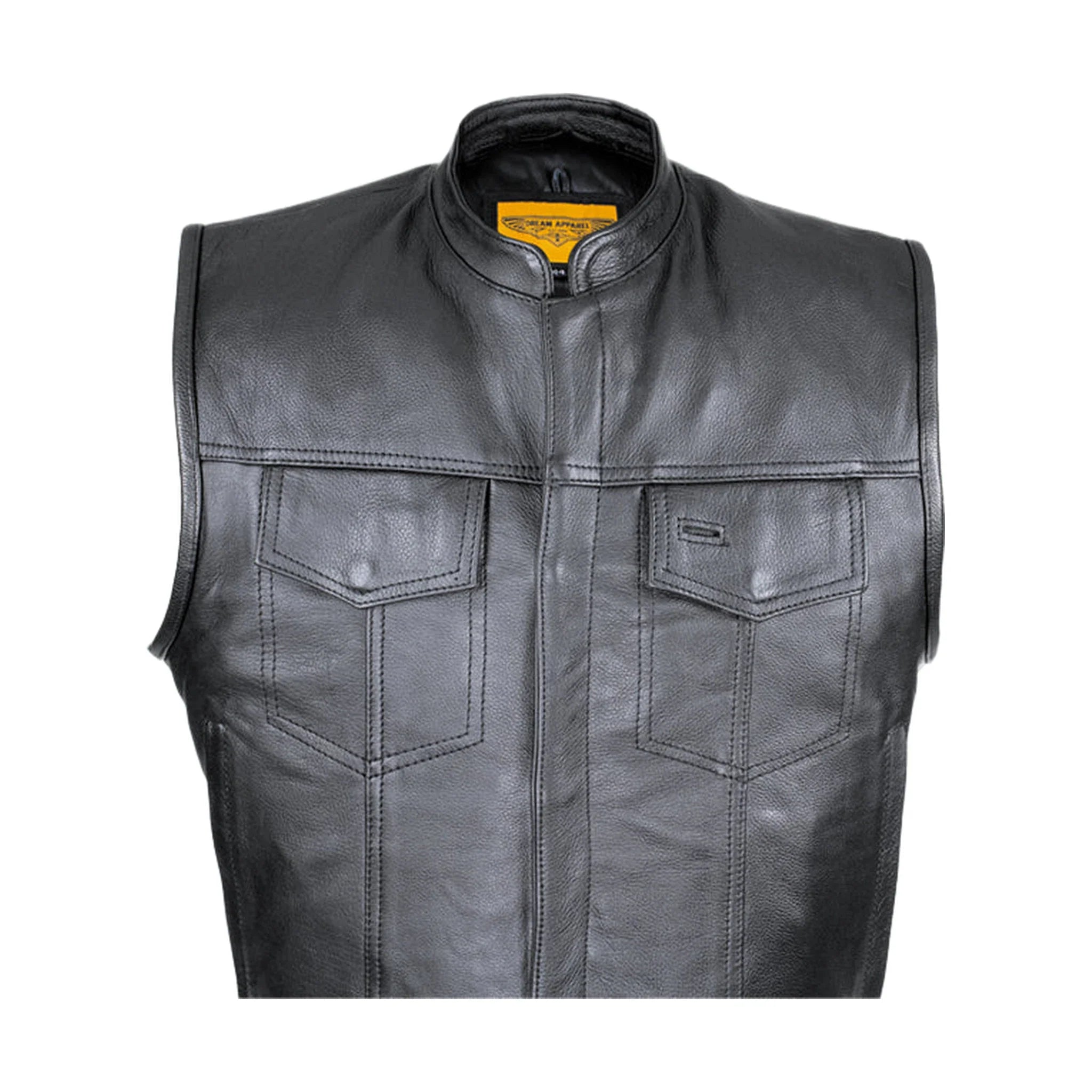 Cowhide Leather Motorcycle Club Vest - Defender Vest - Conceal Gun Pockets