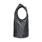 Cowhide Leather Motorcycle Club Vest - Defender Vest - Conceal Gun Pockets