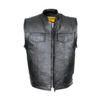 Cowhide Leather Motorcycle Club Vest - Defender Vest - Conceal Gun Pockets