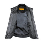 Cowhide Leather Motorcycle Club Vest - Defender Vest - Conceal Gun Pockets