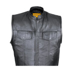 Cowhide Leather Motorcycle Club Vest - Defender Vest - Conceal Carry Pockets