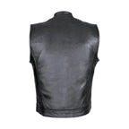 Cowhide Leather Motorcycle Club Vest - Defender Vest - Conceal Carry Pockets