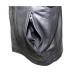 Cowhide Leather Motorcycle Club Vest - Defender Vest - Conceal Carry Pockets