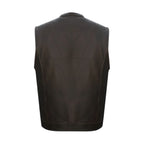 Men's Brown 1/2" Collar Leather Club Vest