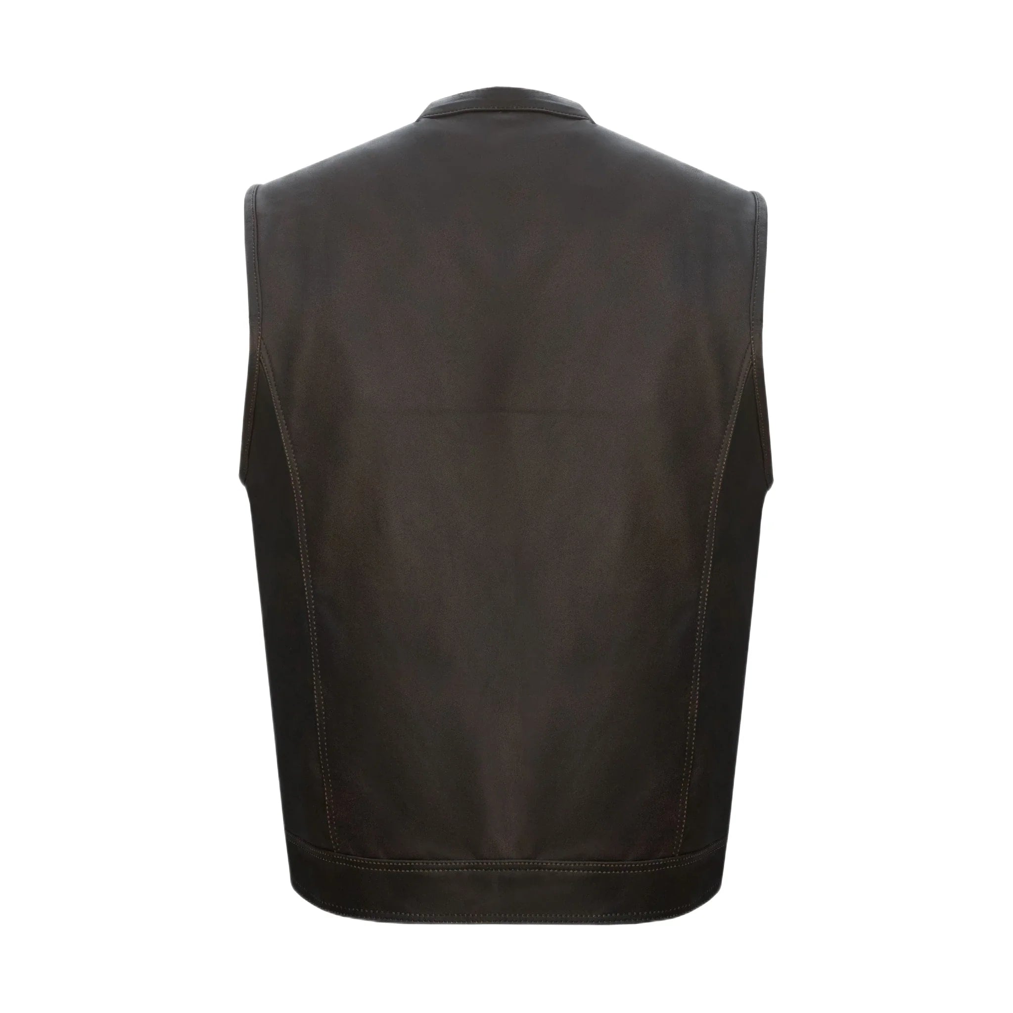 Men's Brown 1/2" Collar Leather Club Vest