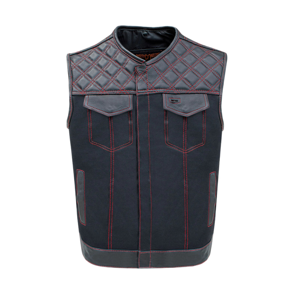 Mens Black Vest Diamond Red