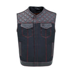 Mens Black Vest Diamond Red
