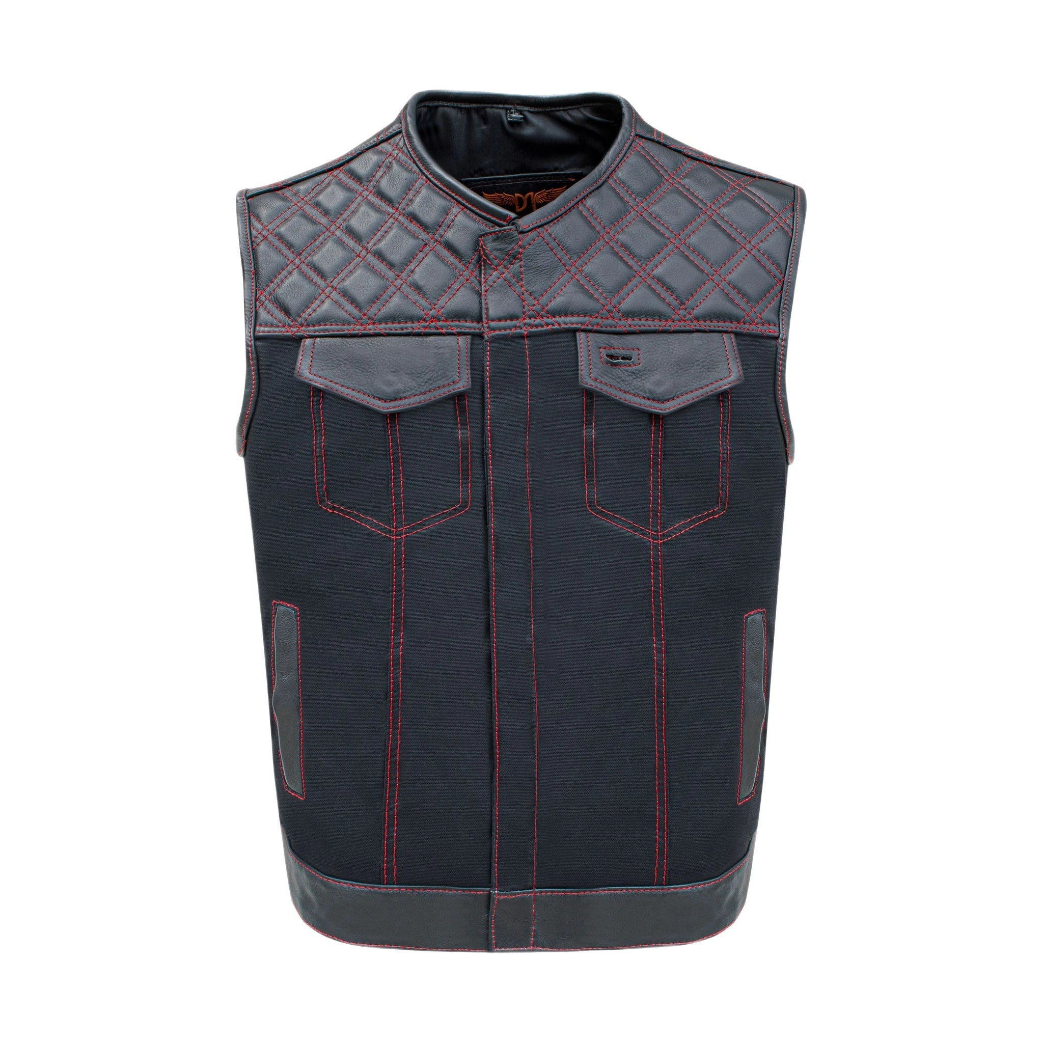 Mens Black Vest Diamond Red