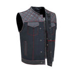 Mens Black Vest Diamond Red
