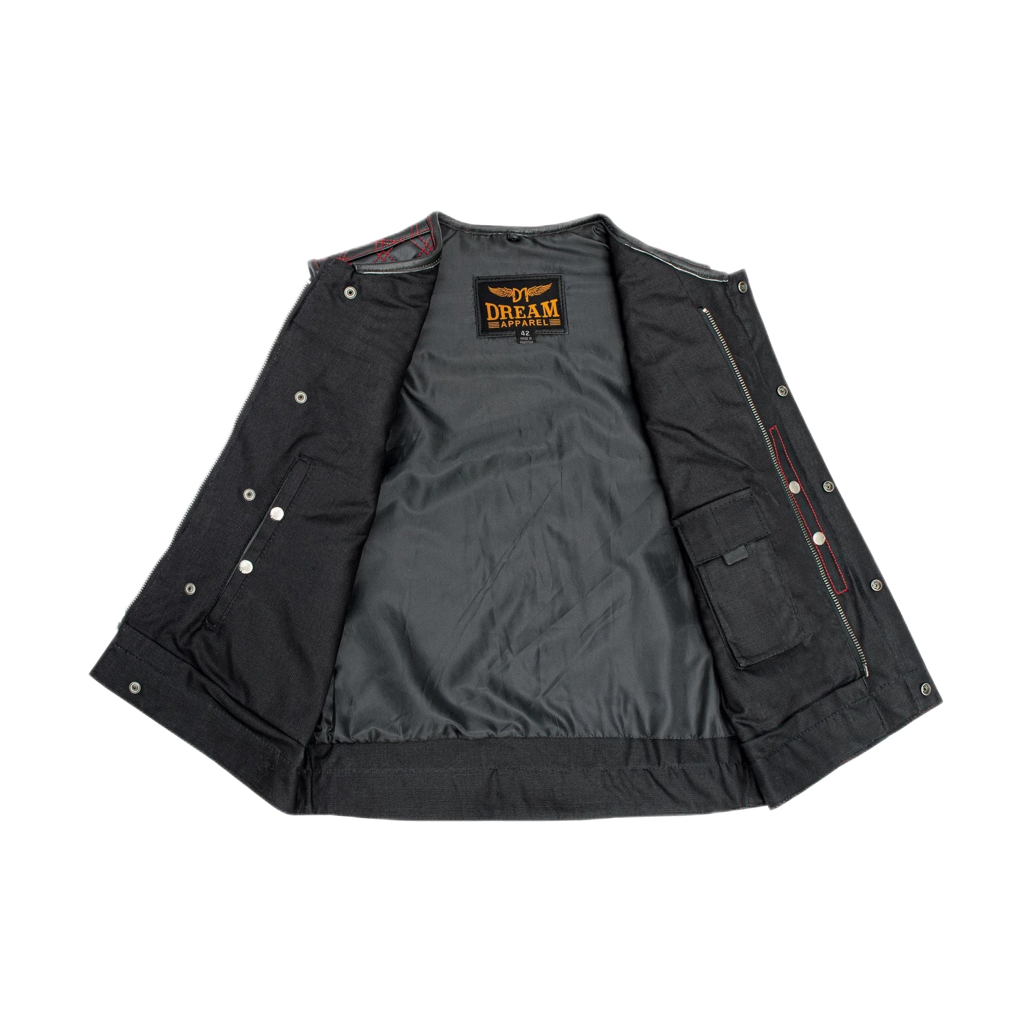 Mens Black Vest Diamond Red