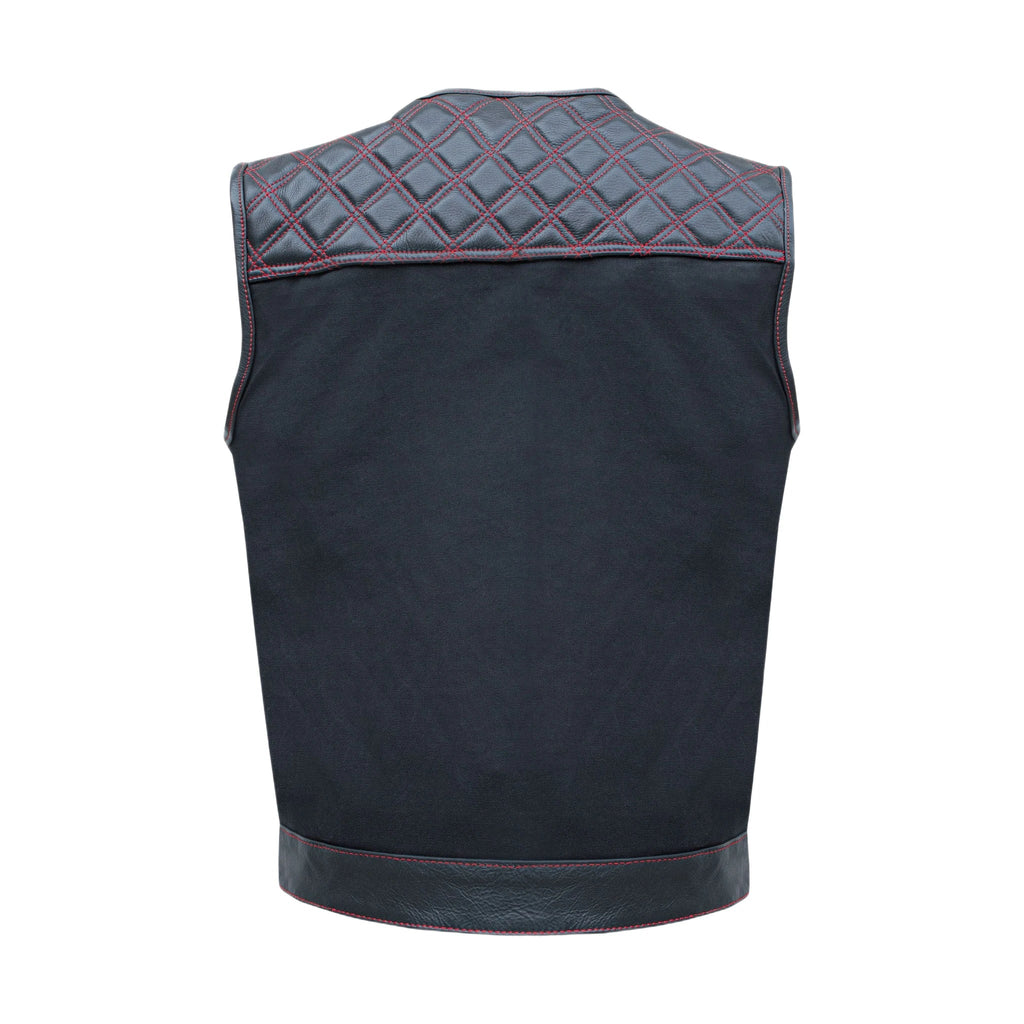 Mens Black Vest Diamond Red
