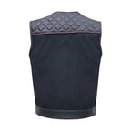 Mens Black Vest Diamond Red