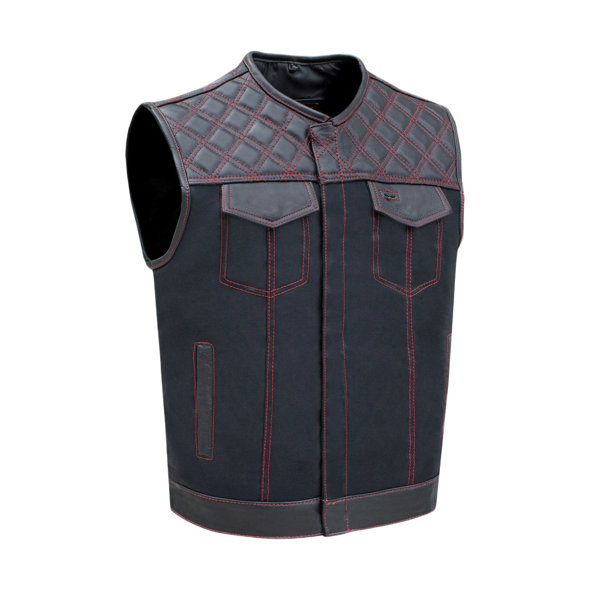 Mens Black Vest Diamond Red Stylish Lightweight Dresswear Casual
