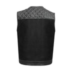 Mens Black Vest Diamond Design White Thread Denim