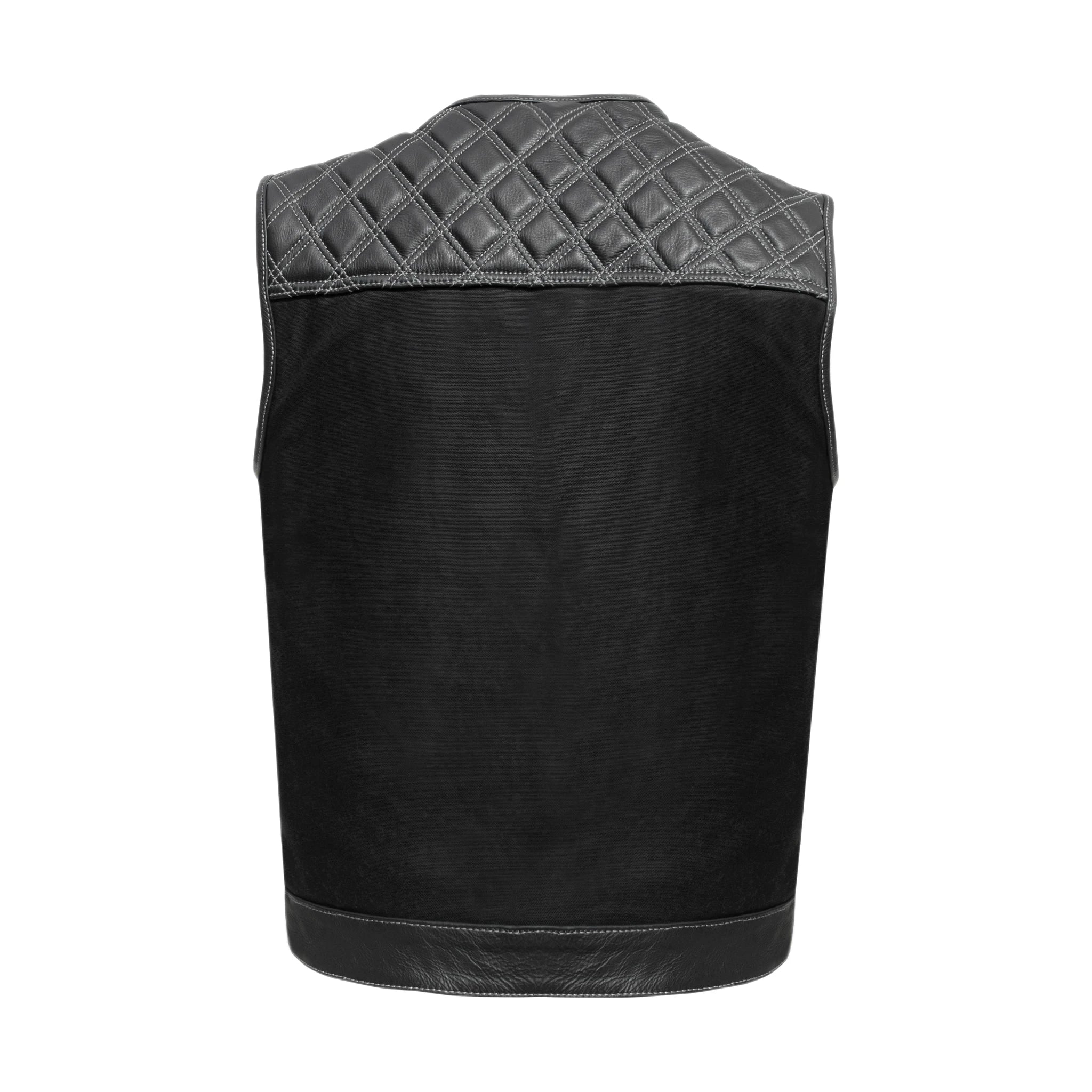 Mens Black Vest Diamond Design White Thread Denim