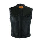 Dream Apparel Mens Club Vest Black Paisley Liner, White Thread Front Zipper Conceal Gun Pockets