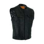 Men's Dream Apparel Club Vest Genuine Naked Cowhide Leather Black Paisley Liner Concealed Gun Pockets