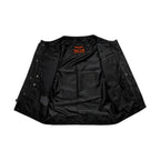 Dream Apparel Mens Motorcycle Collarless CLUB VEST® with Black Liner & Zipper Front Closure