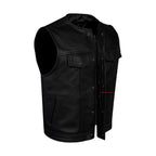 Dream Apparel Mens Motorcycle Collarless CLUB VEST® with Black Liner & Zipper Front Closure