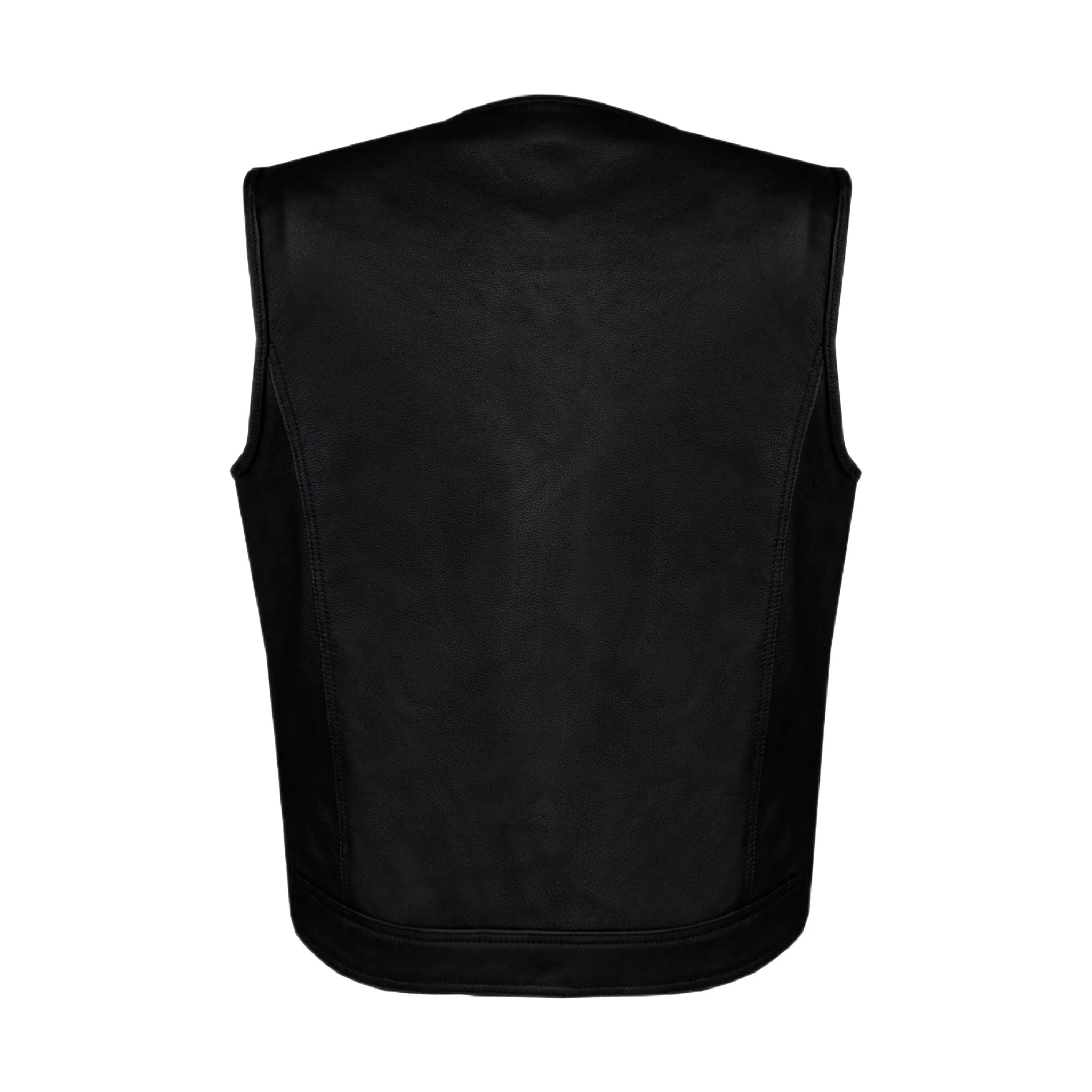 Dream Apparel Mens Motorcycle Collarless CLUB VEST® with Black Liner & Zipper Front Closure
