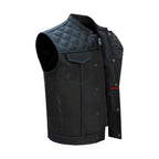 Dream Apparel Mens Black Vest BLUE Thread Diamond Padding
