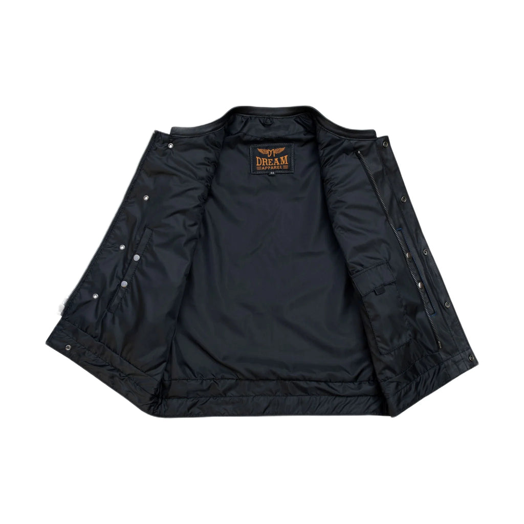 Dream Apparel Mens Black Vest BLUE Thread Diamond Padding