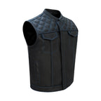 Men's Black Vest Dream Apparel Blue Thread Diamond Padding Lightweight Insulated