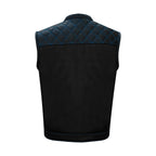 Dream Apparel Mens Black Club Vest Diamond Design Blue Thread Premium Cowhide Leather