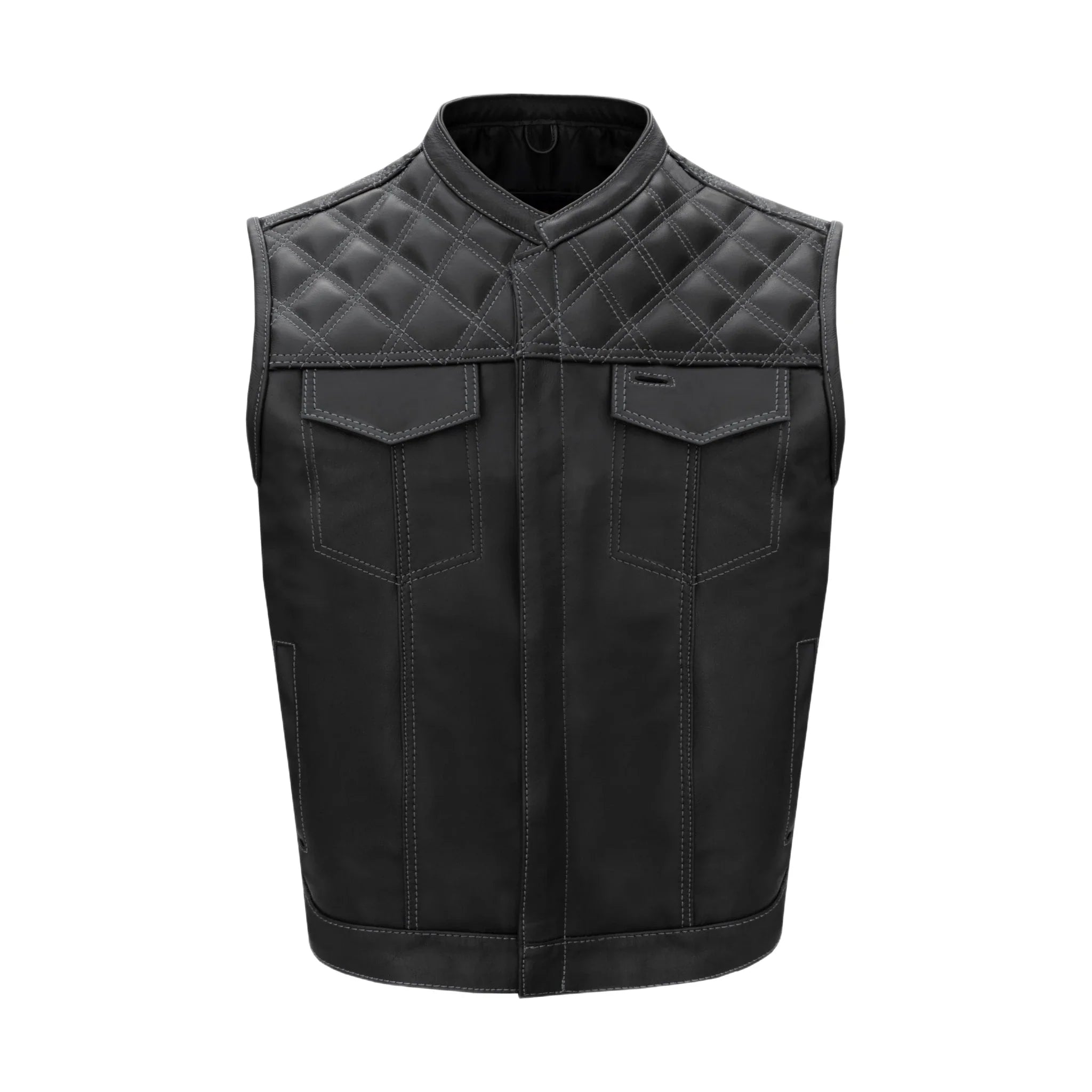 Dream Apparel Mens Black Vest Diamond Padding WHITE Threading