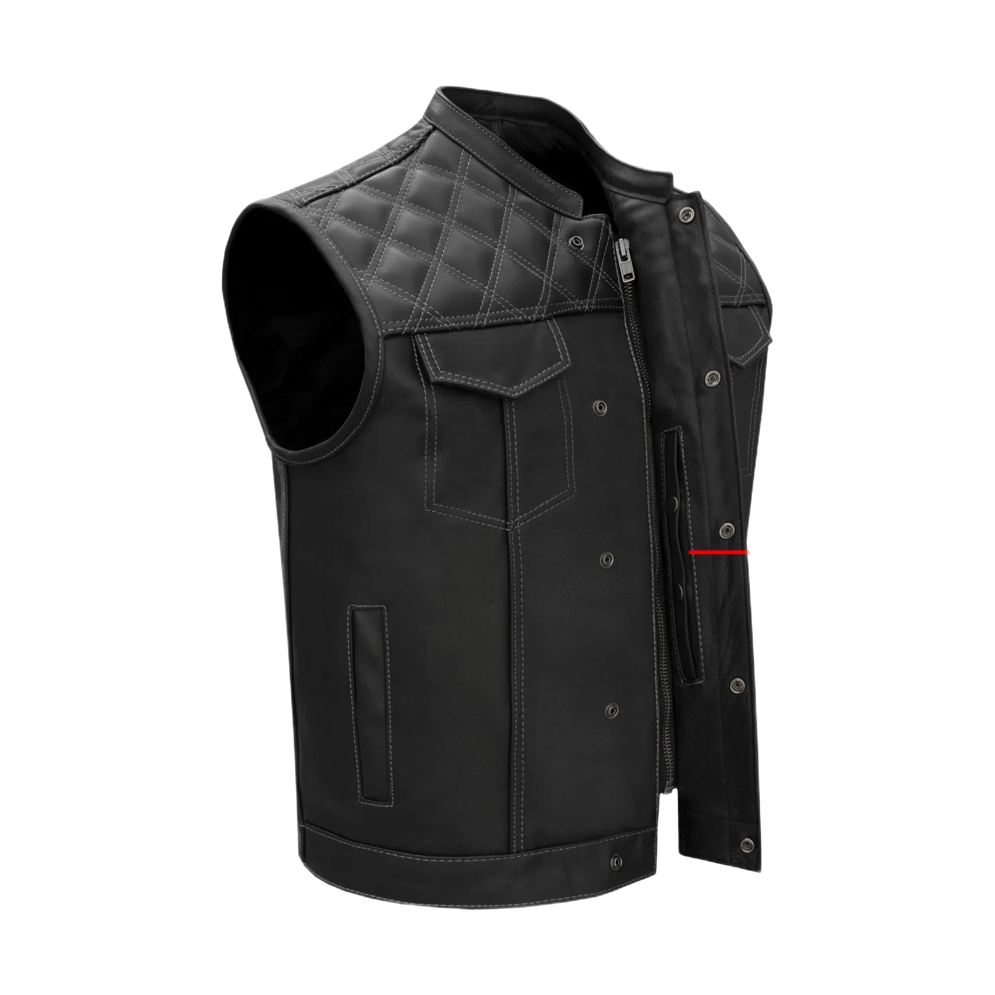 Dream Apparel Mens Black Vest Diamond Padding WHITE Threading