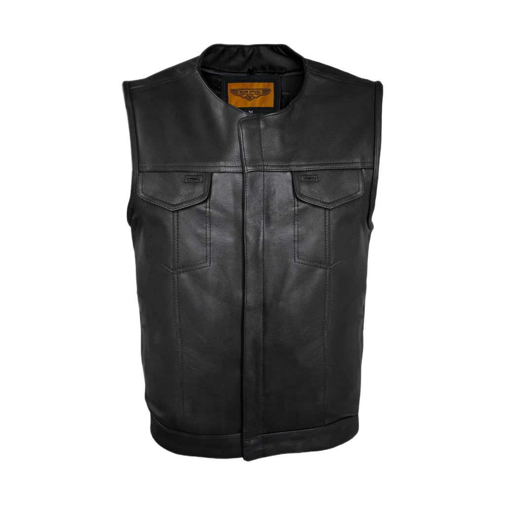 Dream Apparel Mens Motorcycle Club Vest Conceal Gun Pockets Heavy Duty Premium Leather