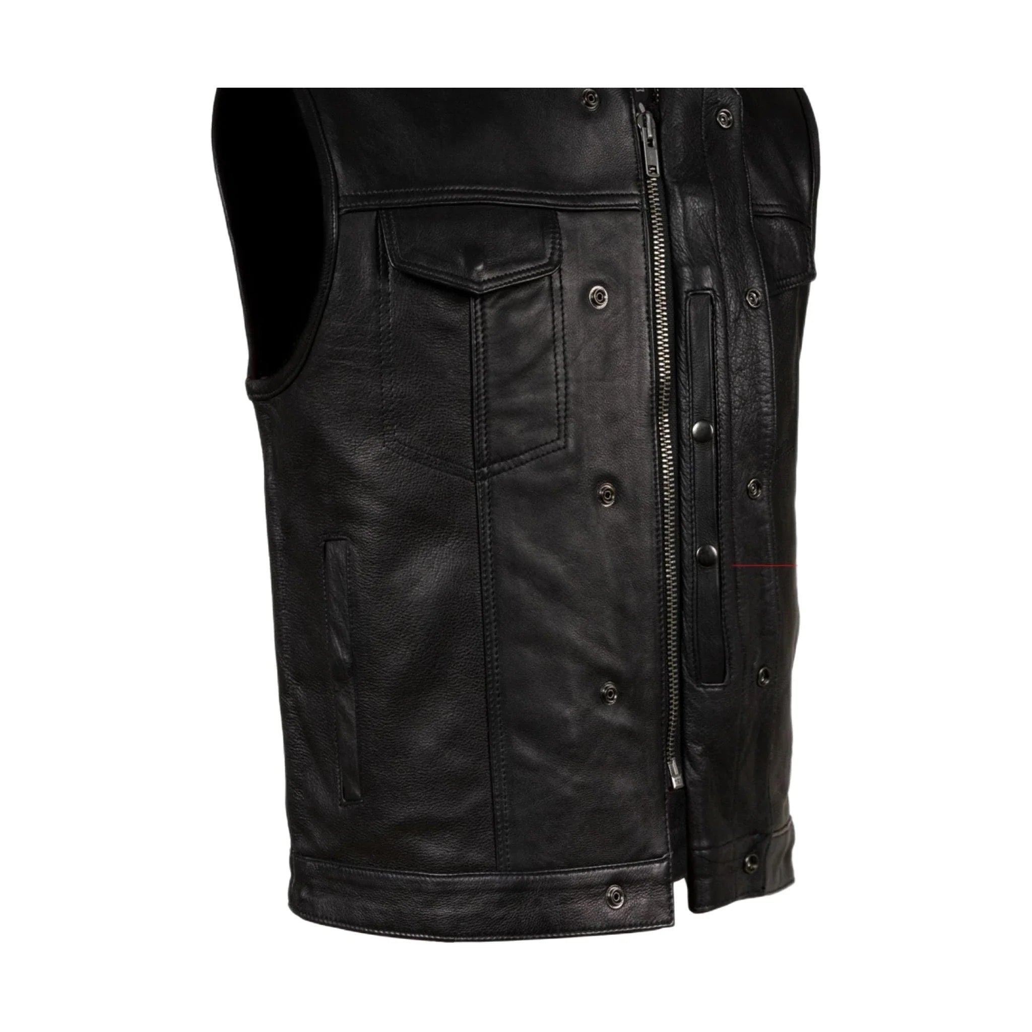 Dream Apparel Mens Motorcycle Club Vest Conceal Gun Pockets Heavy Duty Premium Leather