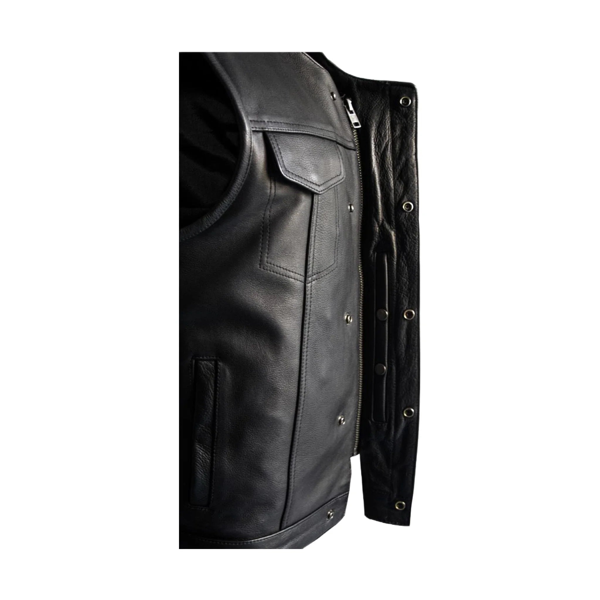 Dream Apparel Mens Motorcycle Club Vest Conceal Gun Pockets Heavy Duty Premium Leather