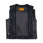 Dream Apparel Mens Motorcycle Club Vest Conceal Gun Pockets Heavy Duty Premium Leather
