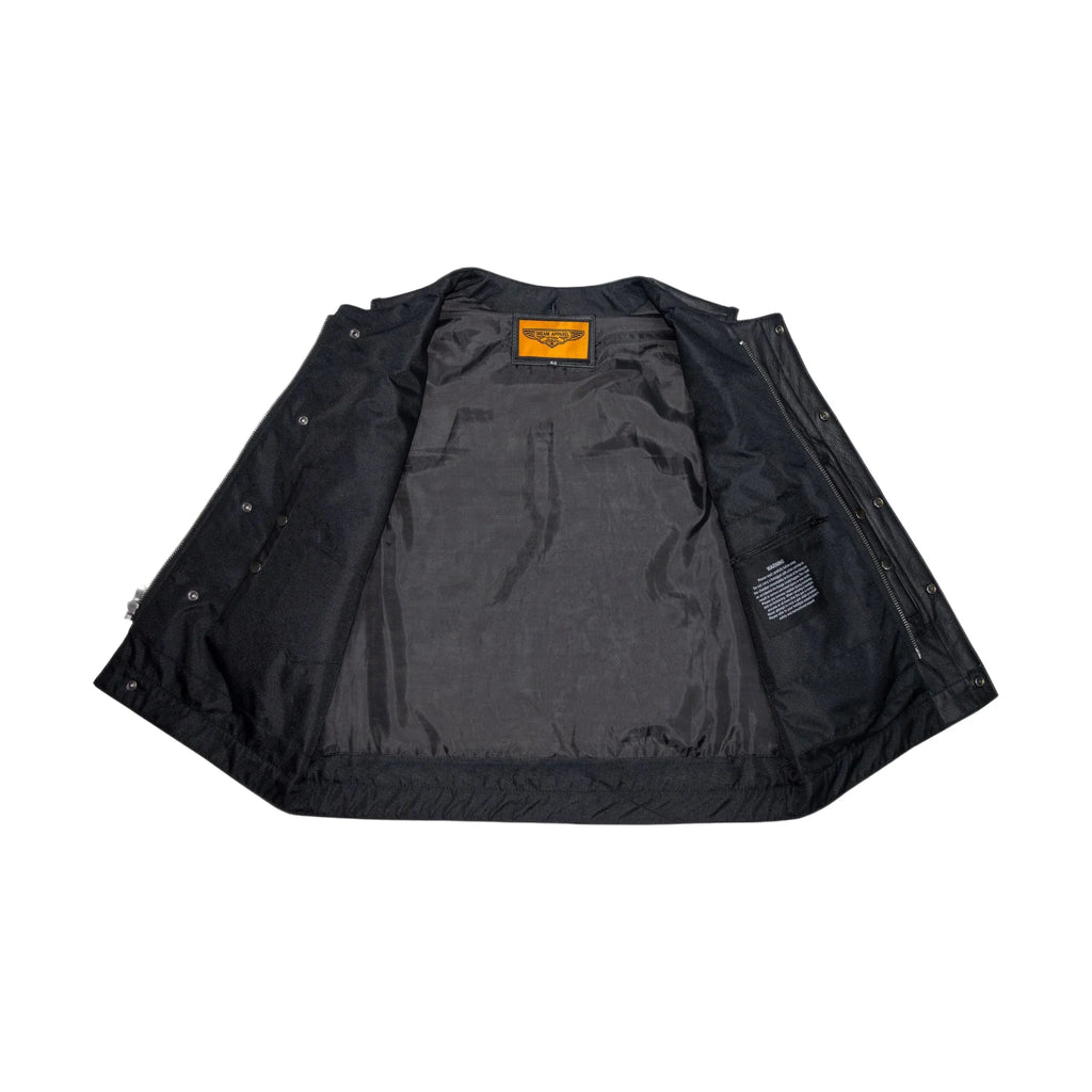 Dream Apparel Mens Motorcycle Club Vest Conceal Gun Pockets Heavy Duty Premium Leather