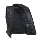 Dream Apparel Mens Motorcycle Club Leather Vest With Fold Collar & Hidden Snaps