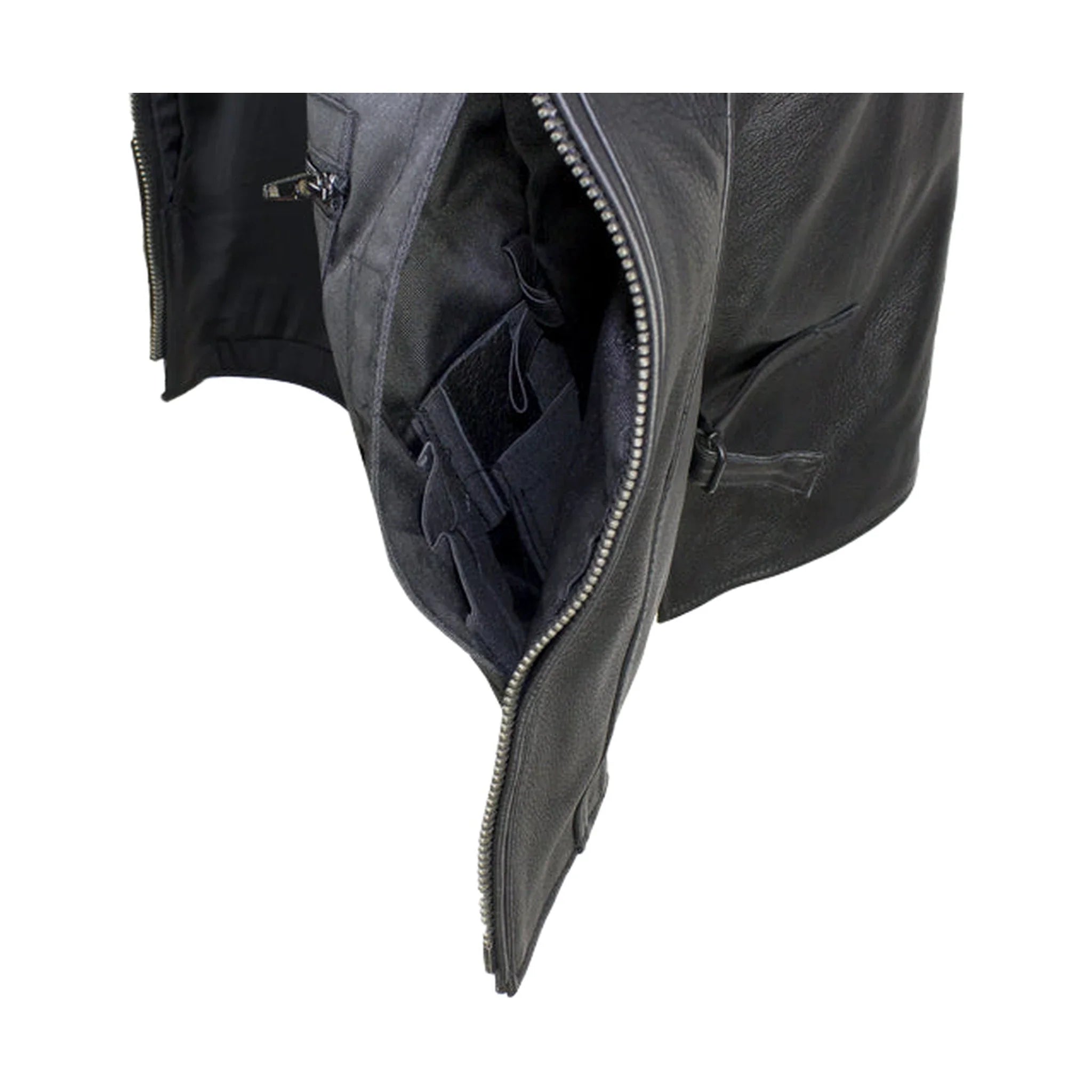 Dream Apparel Mens Motorcycle Club Leather Vest With Fold Collar & Hidden Snaps