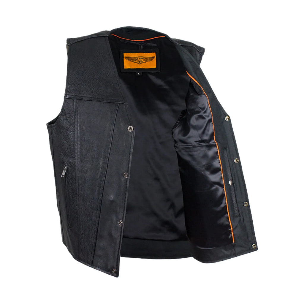 Mens Classic Motorcycle Club Vest With Gun Pockets